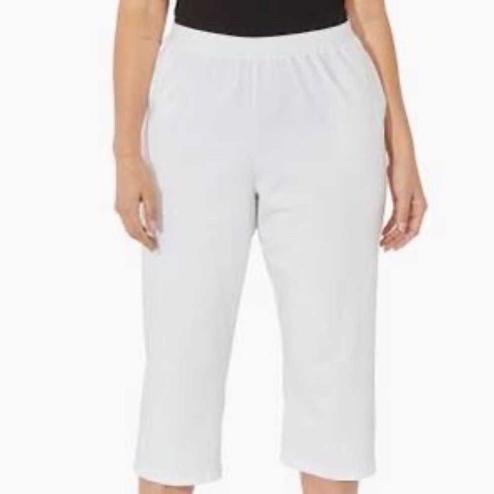 CATHERINES  WOMEN PLUS SIZE 2X PETITE SUPREMA CAPRI PANTS WHITE…